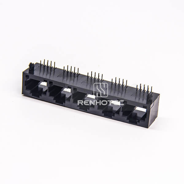 RJ45 5 Port Unshielded Jack Plastic without LED Right Angle 8P8C
