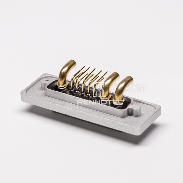 Waterproof D-SUB 13w3 Connector Female Power 90° hough Hole