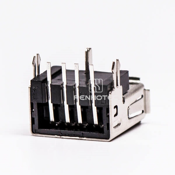 Right Angle Female USB Through Hole Harpoon for PCB Mount