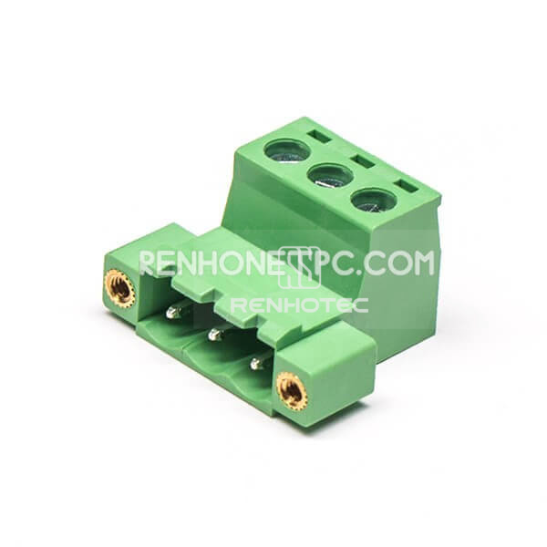 Pluggable terminal blocks terminal blocks PCB Mount 3pin Right Angle 2 holes Flange terminal