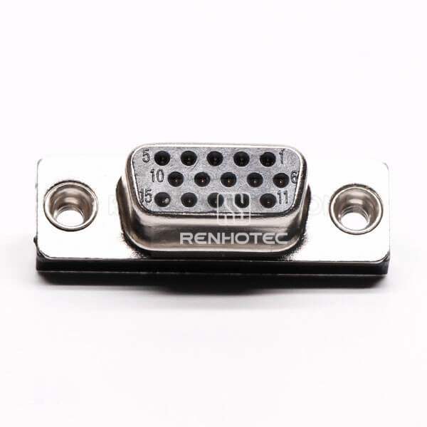 D-SUB Connector 15 Pin Female Right Angle Black for PCB Mount