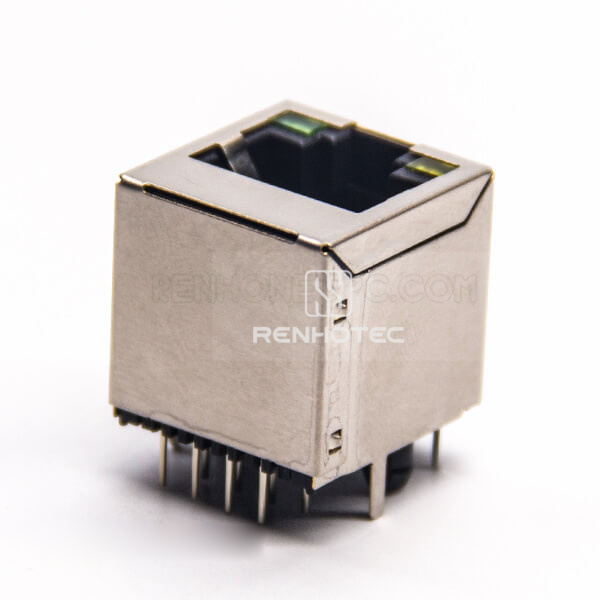 RJ45 PCB Mount Jack DIP Type Vertical Shielded Shell Ethernet Network with LED