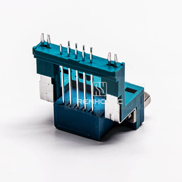 D-SUB 9 Pin Solder Male Green Right Angle Elevated Type for PCB Mount Connector