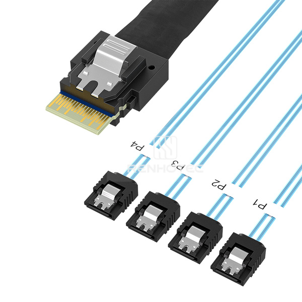 SlimSAS SFF-8654 4i to 4 x SATA Breakout Cable