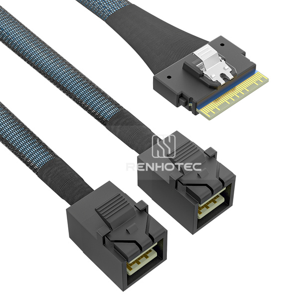 SlimSAS SFF-8654 8i to 2 x Mini-SAS HD SFF-8643 Breakout Cable