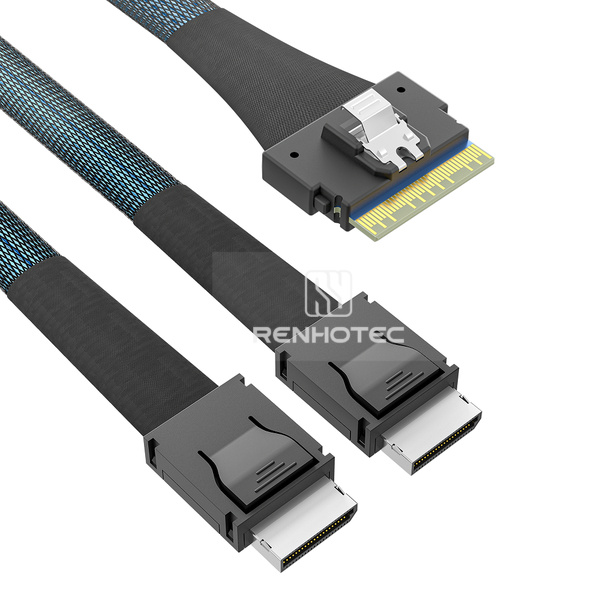 SlimSAS SFF-8654 8i to 2 x OCuLink SFF-8611 Breakout Cable