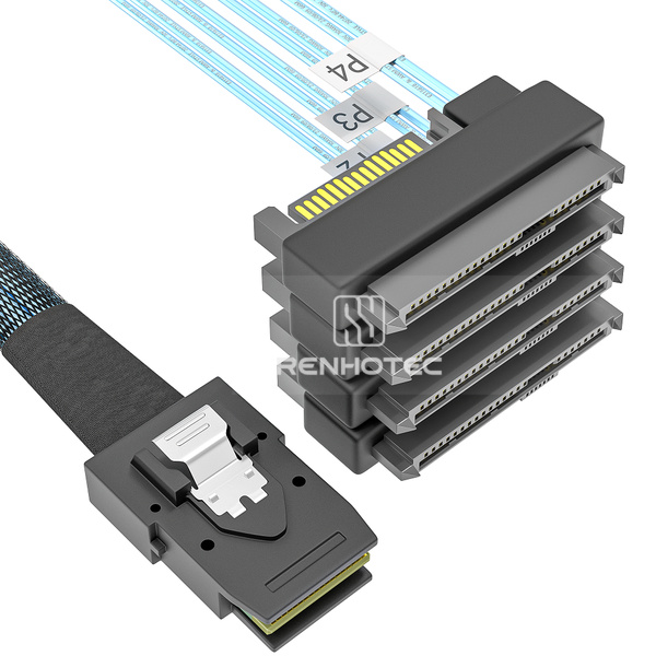 Mini-SAS SFF-8087 to 4 x SAS SFF-8482 Breakout Cable