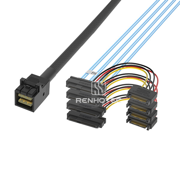 Mini-SAS HD SFF-8643 to 4 x SAS SFF-8482 Breakout Cable, Power leads