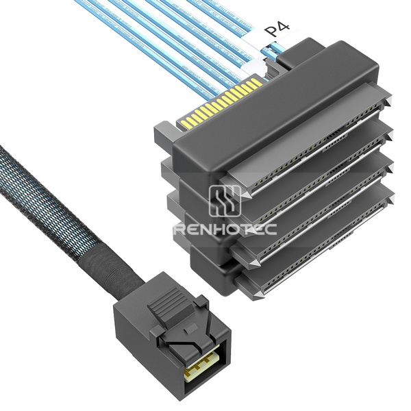 Mini-SAS HD SFF-8643 to 4 x SAS SFF-8482 Breakout Cable