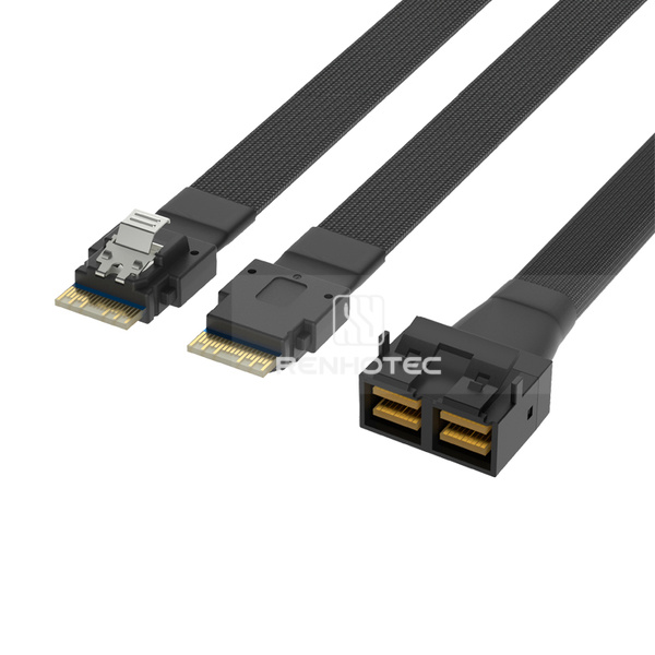 Mini-SAS HD SFF-8643 8i to 2 x SlimSAS SFF-8654 4i Breakout Cable