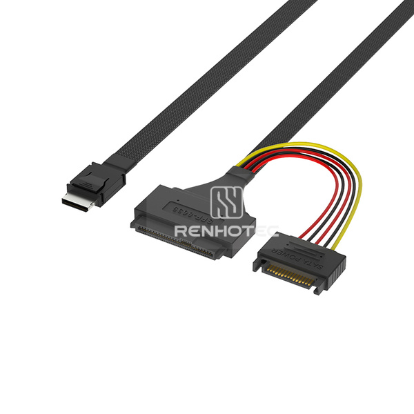 OCuLink SFF-8611 4i to U.2 SFF-8639 Cable, 15-pin power